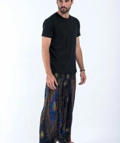 HaremPants.com Peacock Eye Drop Crotch Men's Harem Pants In Navy