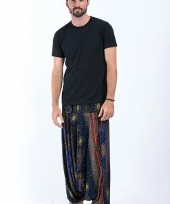 HaremPants.com Peacock Eye Drop Crotch Men's Harem Pants In Navy