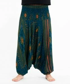 HaremPants.com Peacock Eye Drop Crotch Men's Harem Pants In Teal