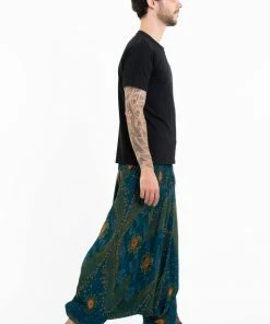 HaremPants.com Peacock Eye Drop Crotch Men's Harem Pants In Teal