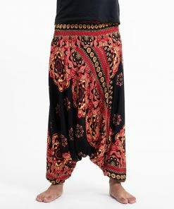 HaremPants.com Lotus Mandalas Drop Crotch Men's Harem Pants In Black