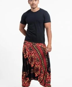 HaremPants.com Lotus Mandalas Drop Crotch Men's Harem Pants In Black