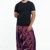HaremPants.com Paisley Feathers Drop Crotch Men's Harem Pants In Purple