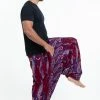 HaremPants.com Paisley Feathers Drop Crotch Men's Harem Pants In Red