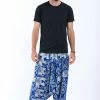 HaremPants.com Imperial Elephant Drop Crotch Men's Elephant Pants In Blue