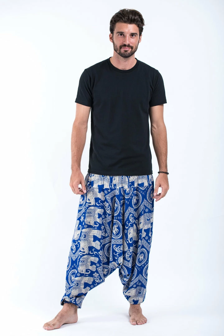HaremPants.com Imperial Elephant Drop Crotch Men's Elephant Pants In Blue 3 HaremPants.com Imperial Elephant Drop Crotch Men's Elephant Pants In Blue