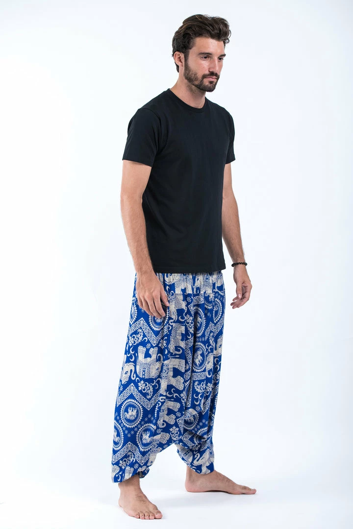HaremPants.com Imperial Elephant Drop Crotch Men's Elephant Pants In Blue 5 HaremPants.com Imperial Elephant Drop Crotch Men's Elephant Pants In Blue