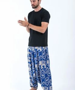 HaremPants.com Imperial Elephant Drop Crotch Men's Elephant Pants In Blue 9 HaremPants.com Imperial Elephant Drop Crotch Men's Elephant Pants In Blue