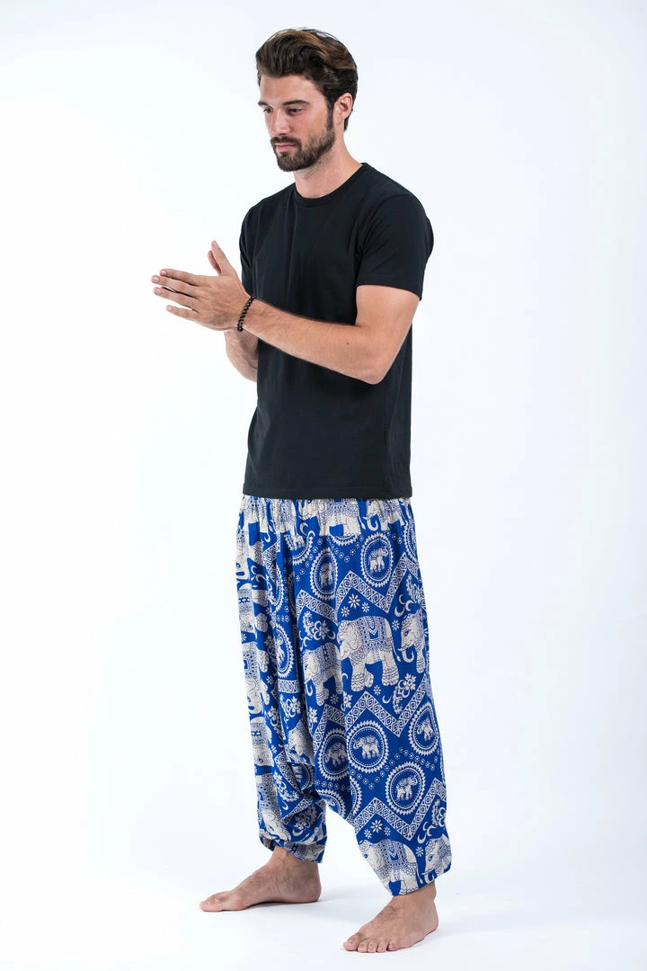 HaremPants.com Imperial Elephant Drop Crotch Men's Elephant Pants In Blue 6 HaremPants.com Imperial Elephant Drop Crotch Men's Elephant Pants In Blue