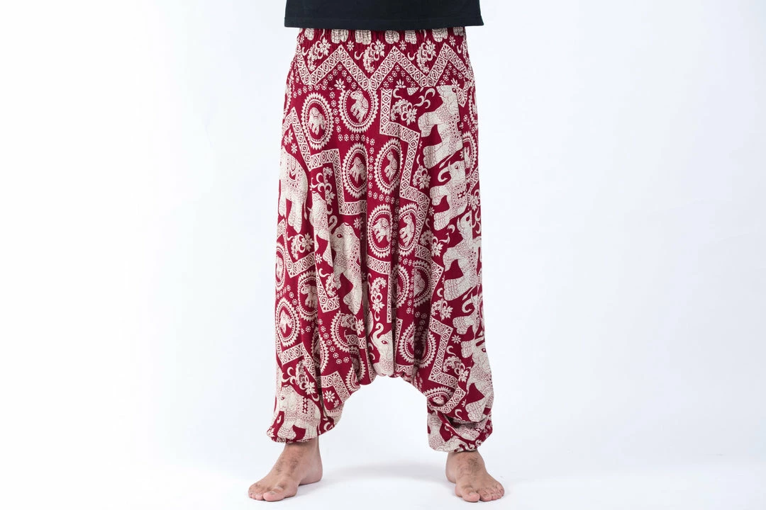 HaremPants.com Imperial Elephant Drop Crotch Men's Elephant Pants In Red 4 HaremPants.com Imperial Elephant Drop Crotch Men's Elephant Pants In Red