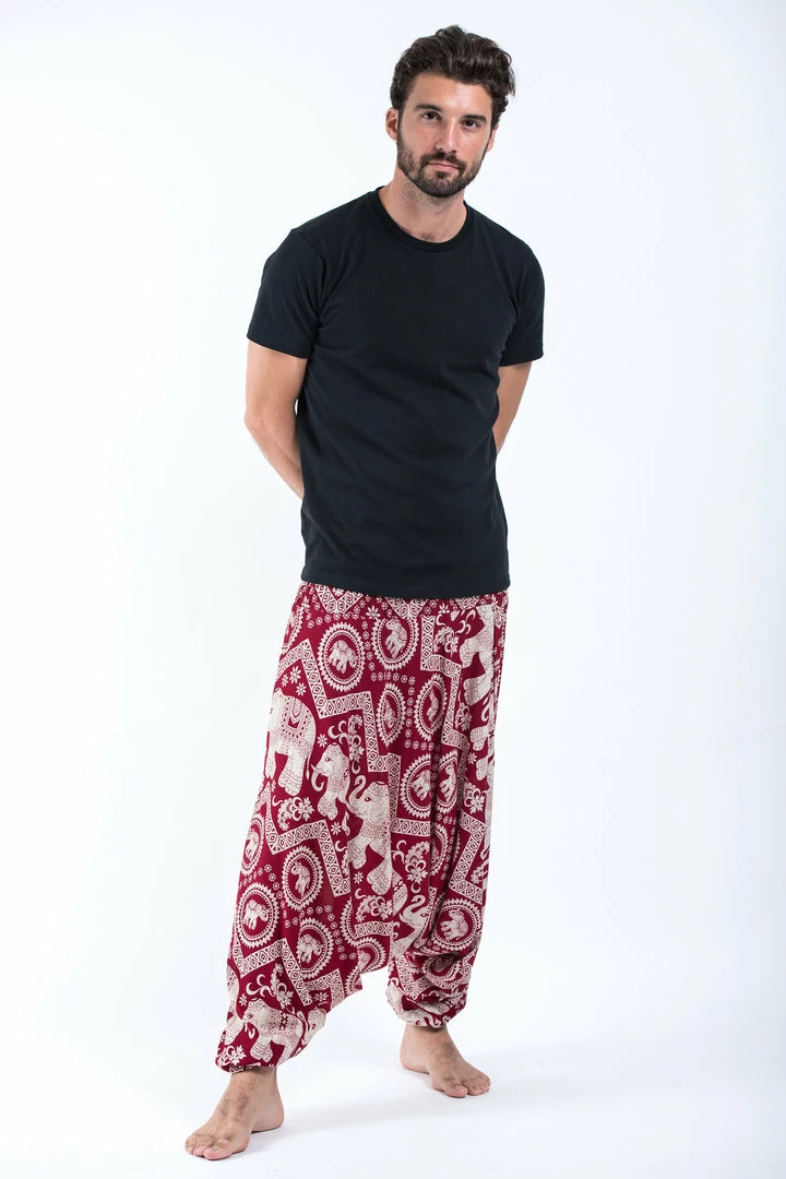 HaremPants.com Imperial Elephant Drop Crotch Men's Elephant Pants In Red 6 HaremPants.com Imperial Elephant Drop Crotch Men's Elephant Pants In Red