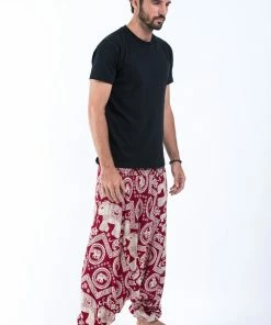 HaremPants.com Imperial Elephant Drop Crotch Men's Elephant Pants In Red 8 HaremPants.com Imperial Elephant Drop Crotch Men's Elephant Pants In Red