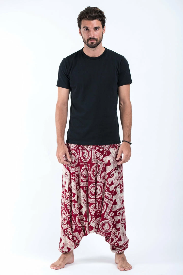HaremPants.com Imperial Elephant Drop Crotch Men's Elephant Pants In Red 3 HaremPants.com Imperial Elephant Drop Crotch Men's Elephant Pants In Red