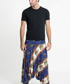 HaremPants.com Elephant Bliss Drop Crotch Men's Elephant Pants In Blue