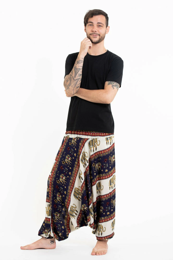 HaremPants.com Elephant Bliss Drop Crotch Men's Elephant Pants In Navy 3 HaremPants.com Elephant Bliss Drop Crotch Men's Elephant Pants In Navy