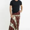 HaremPants.com Elephant Bliss Drop Crotch Men's Elephant Pants In Red