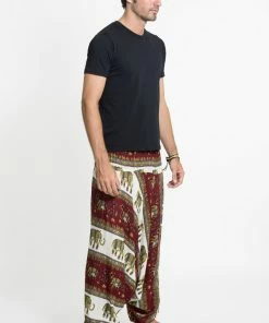 HaremPants.com Elephant Bliss Drop Crotch Men's Elephant Pants In Red