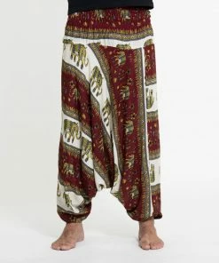 HaremPants.com Elephant Bliss Drop Crotch Men's Elephant Pants In Red