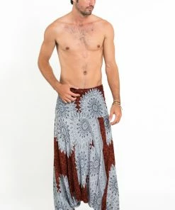 HaremPants.com Marble Mandalas Drop Crotch Men's Harem Pants In Brown