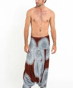 HaremPants.com Marble Mandalas Drop Crotch Men's Harem Pants In Brown 8 HaremPants.com Marble Mandalas Drop Crotch Men's Harem Pants In Brown
