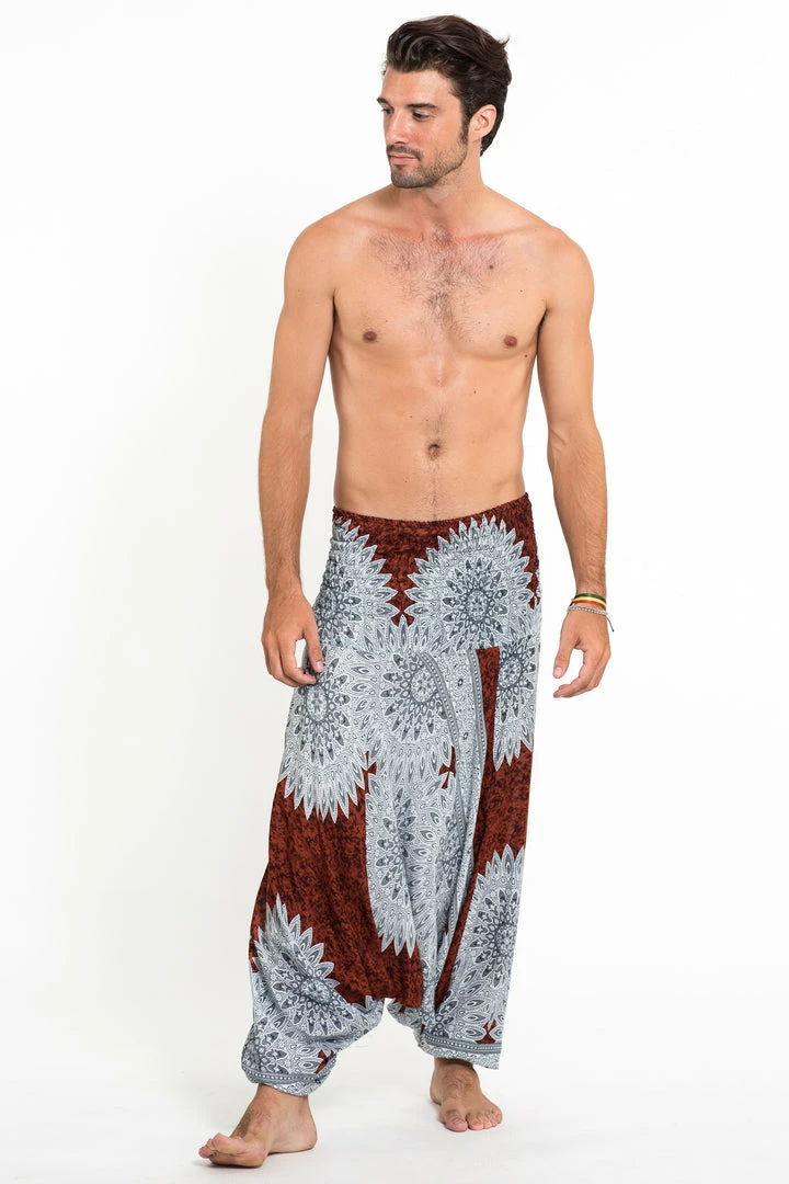 HaremPants.com Marble Mandalas Drop Crotch Men's Harem Pants In Brown 5 HaremPants.com Marble Mandalas Drop Crotch Men's Harem Pants In Brown