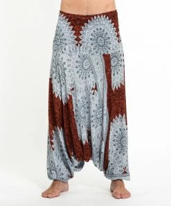 HaremPants.com Marble Mandalas Drop Crotch Men's Harem Pants In Brown