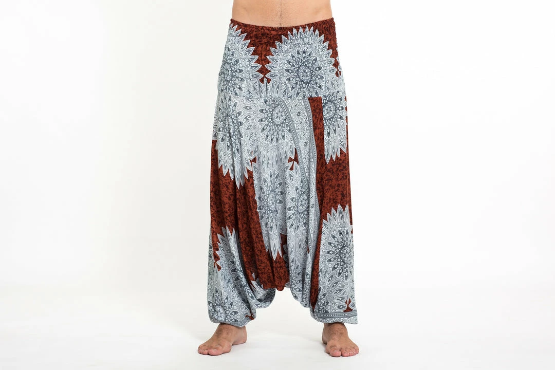 HaremPants.com Marble Mandalas Drop Crotch Men's Harem Pants In Brown 4 HaremPants.com Marble Mandalas Drop Crotch Men's Harem Pants In Brown