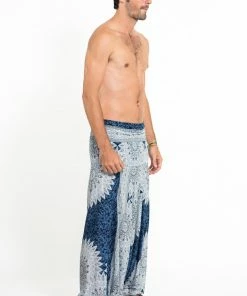 HaremPants.com Marble Mandalas Drop Crotch Men's Harem Pants In Indigo