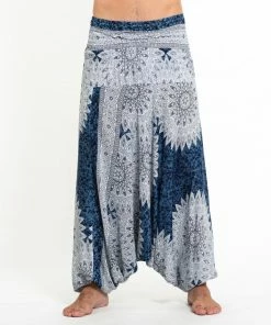 HaremPants.com Marble Mandalas Drop Crotch Men's Harem Pants In Indigo