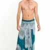HaremPants.com Marble Mandalas Drop Crotch Men's Harem Pants In Turquoise