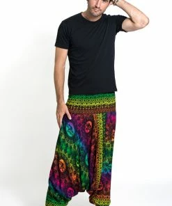 HaremPants.com Rainbow Elephant Drop Crotch Men's Elephant Pants In Green