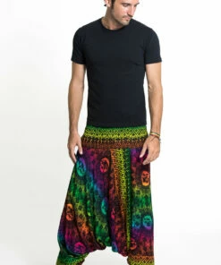 HaremPants.com Rainbow Elephant Drop Crotch Men's Elephant Pants In Green