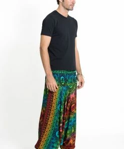 HaremPants.com Rainbow Elephant Drop Crotch Men's Elephant Pants In Orange