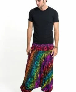 HaremPants.com Rainbow Elephant Drop Crotch Men's Elephant Pants In Purple