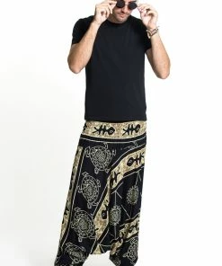HaremPants.com Turtle Print Drop Crotch Men's Harem Pants In Gold