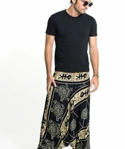 HaremPants.com Turtle Print Drop Crotch Men's Harem Pants In Gold 8 HaremPants.com Turtle Print Drop Crotch Men's Harem Pants In Gold