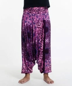 HaremPants.com Paisley Mandalas Drop Crotch Men's Harem Pants In Purple