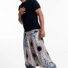 HaremPants.com Paisley Mandalas Drop Crotch Men's Harem Pants In Silver Gray
