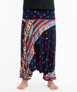 HaremPants.com Triangles Drop Crotch Men's Harem Pants In Navy