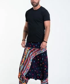 HaremPants.com Triangles Drop Crotch Men's Harem Pants In Navy