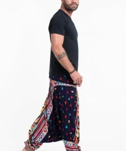 HaremPants.com Triangles Drop Crotch Men's Harem Pants In Navy