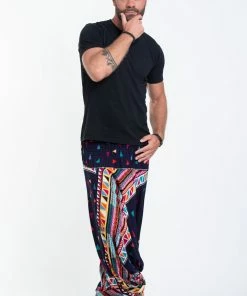 HaremPants.com Triangles Drop Crotch Men's Harem Pants In Navy