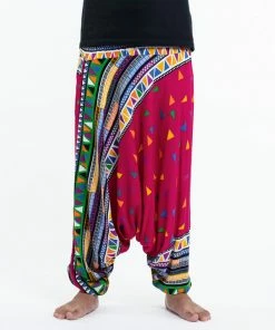 HaremPants.com Triangles Drop Crotch Men's Harem Pants In Pink