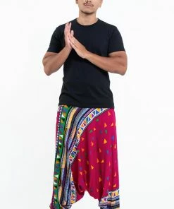 HaremPants.com Triangles Drop Crotch Men's Harem Pants In Pink