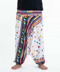 HaremPants.com Triangles Drop Crotch Men's Harem Pants In White