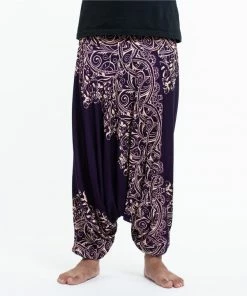 HaremPants.com Vines Drop Crotch Men's Harem Pants In Purple