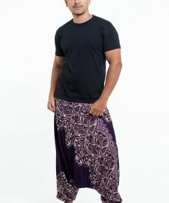 HaremPants.com Vines Drop Crotch Men's Harem Pants In Purple