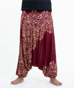 HaremPants.com Vines Drop Crotch Men's Harem Pants In Red