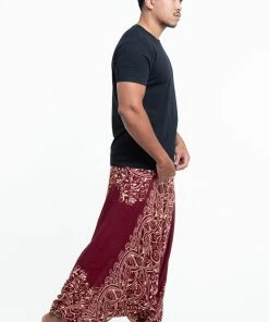HaremPants.com Vines Drop Crotch Men's Harem Pants In Red