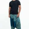 HaremPants.com Vines Drop Crotch Men's Harem Pants In Turquoise